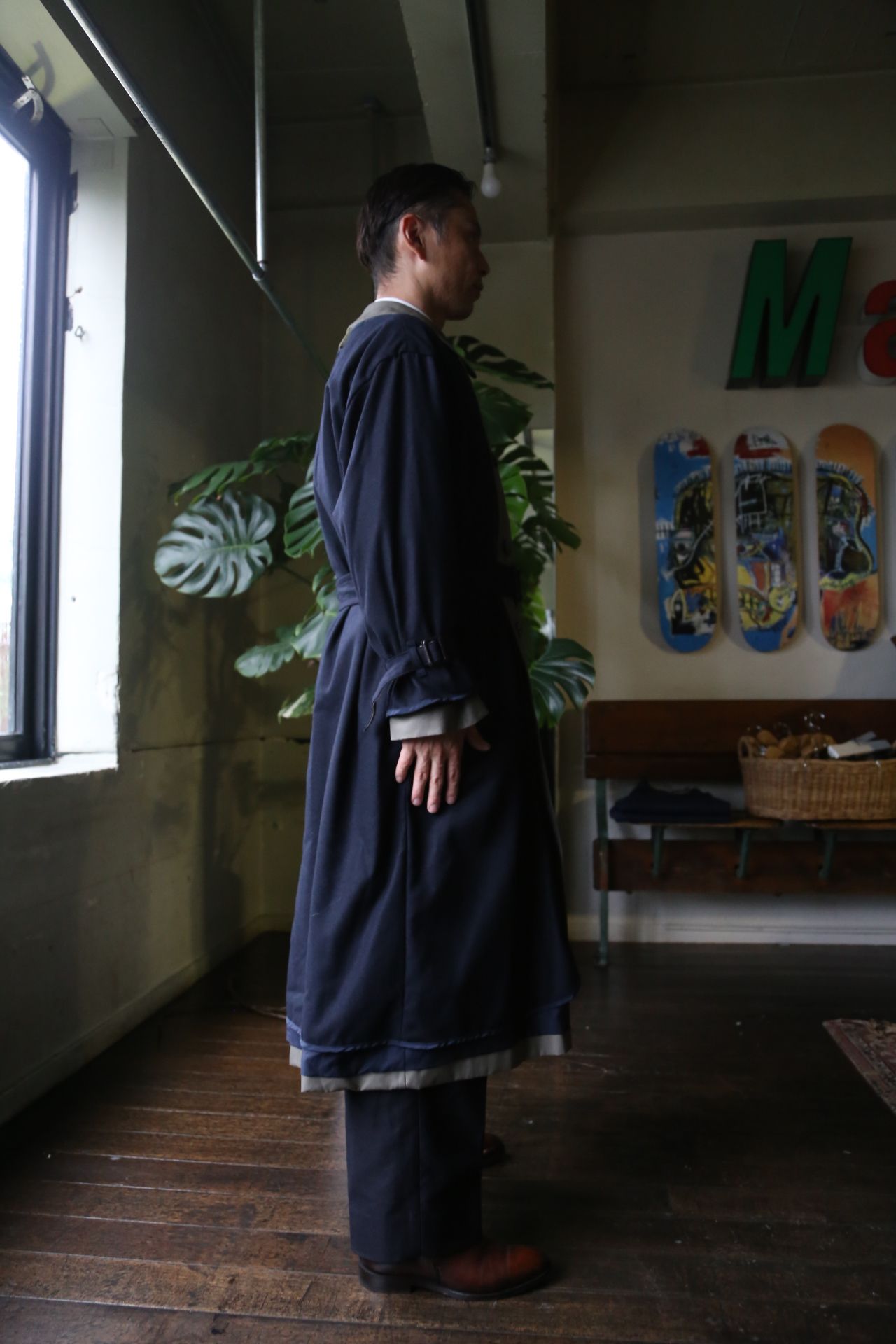 YOKE 21AW REVERSIBLE TRENCH COAT SAGE GREEN style.8.13. | 1842 | mark