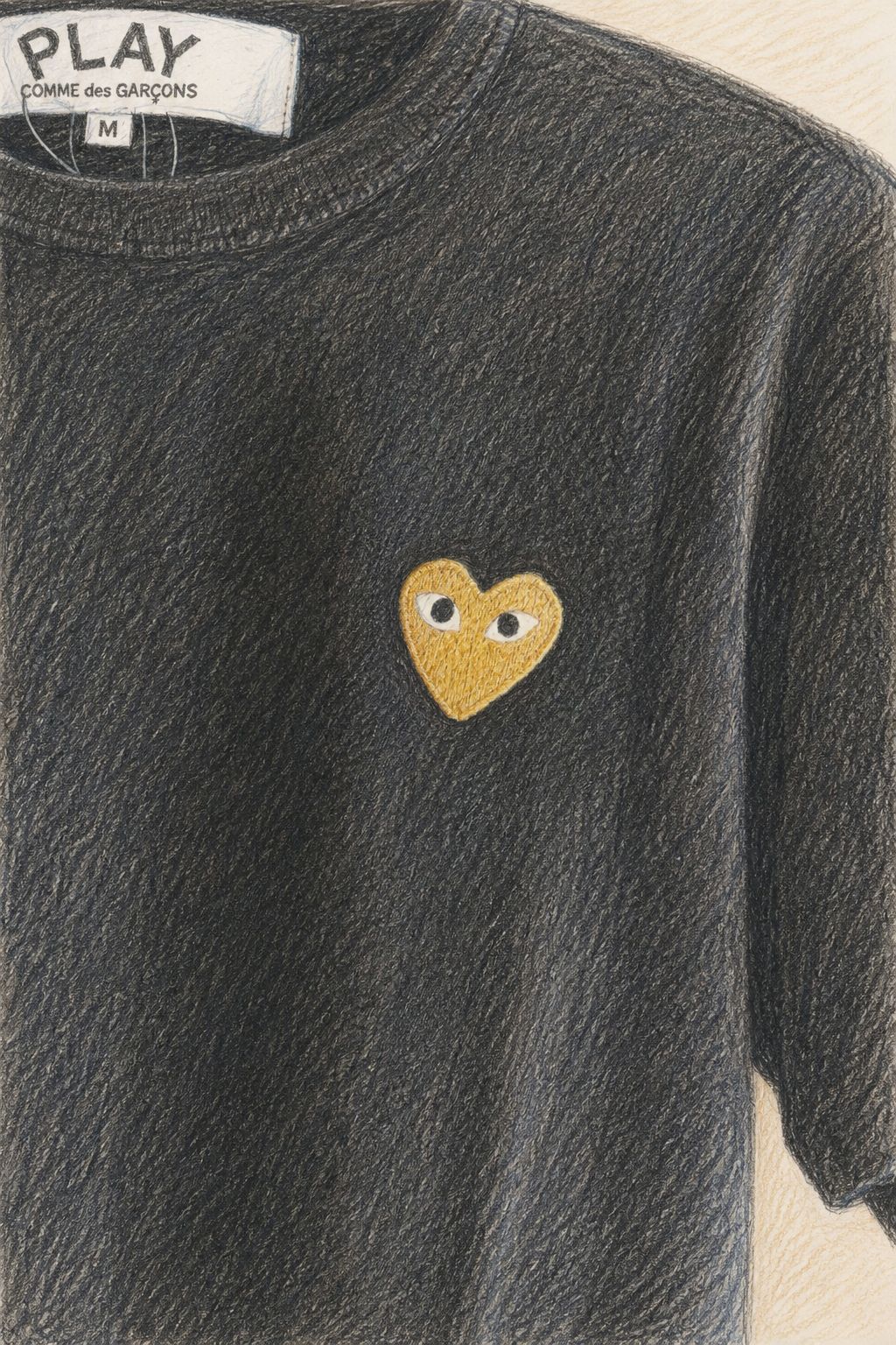 プレイコムデギャルソン ワンポイントTシャツ (BLACK×GOLD HEART)新作発売！