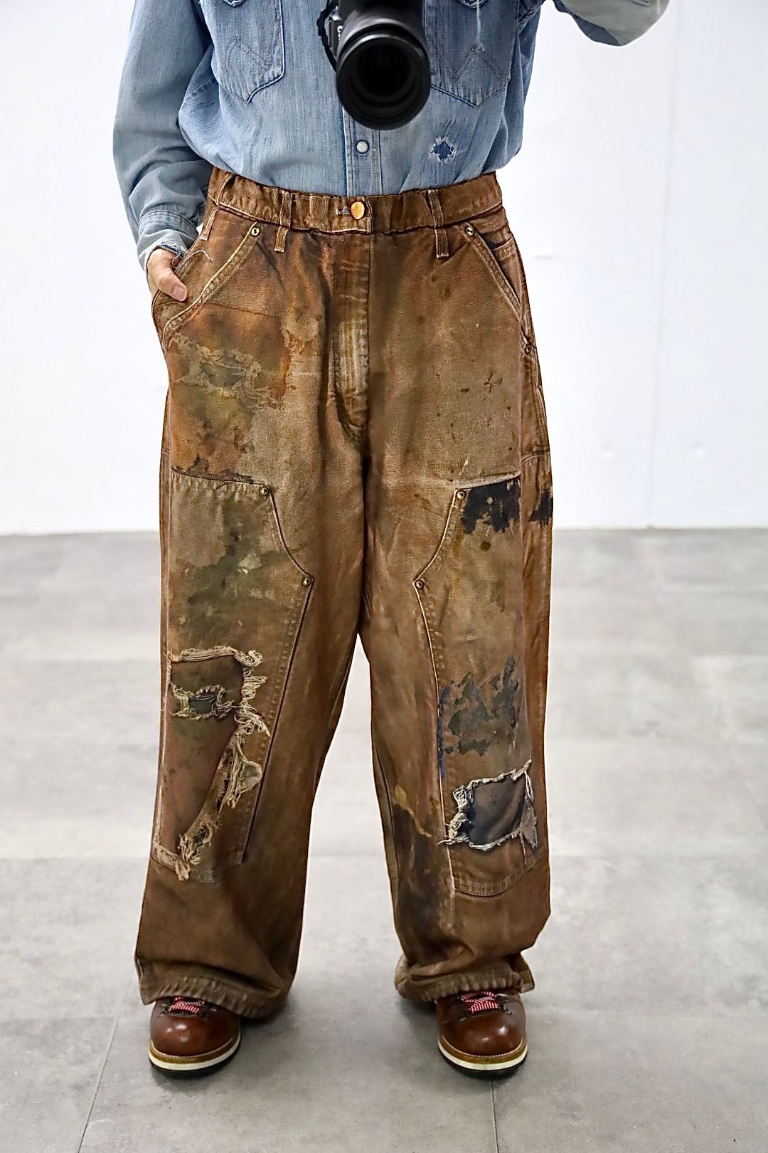 TALKING ABOUT THE ABSTRACTION PRINT DUCK WIDE PT"BROWN"スタイル