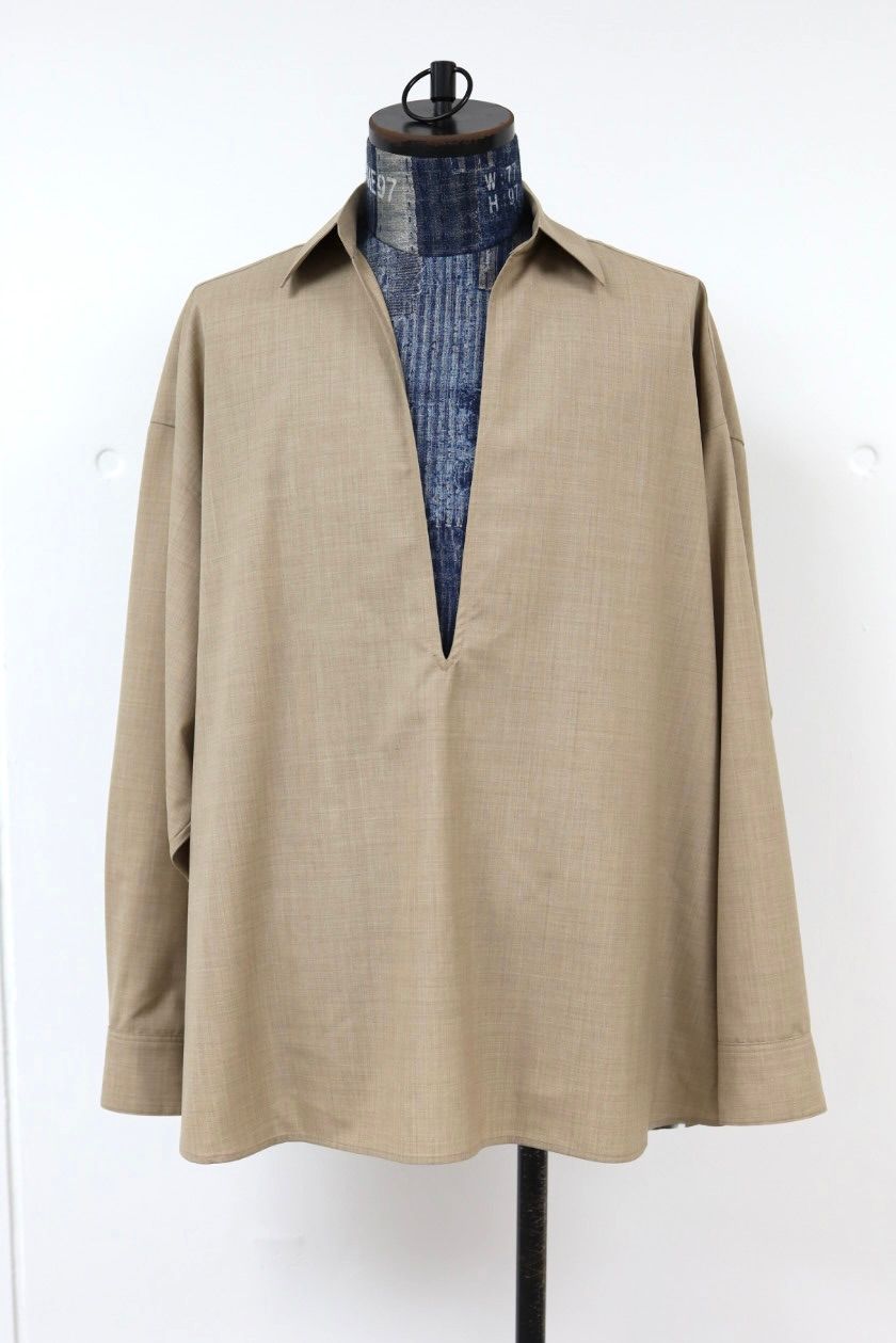 Graphpaper 26SS Fine Wool Heather L/S Skipper Shirt(GU261-50320)TAUPE☆2月21日(土)発売！