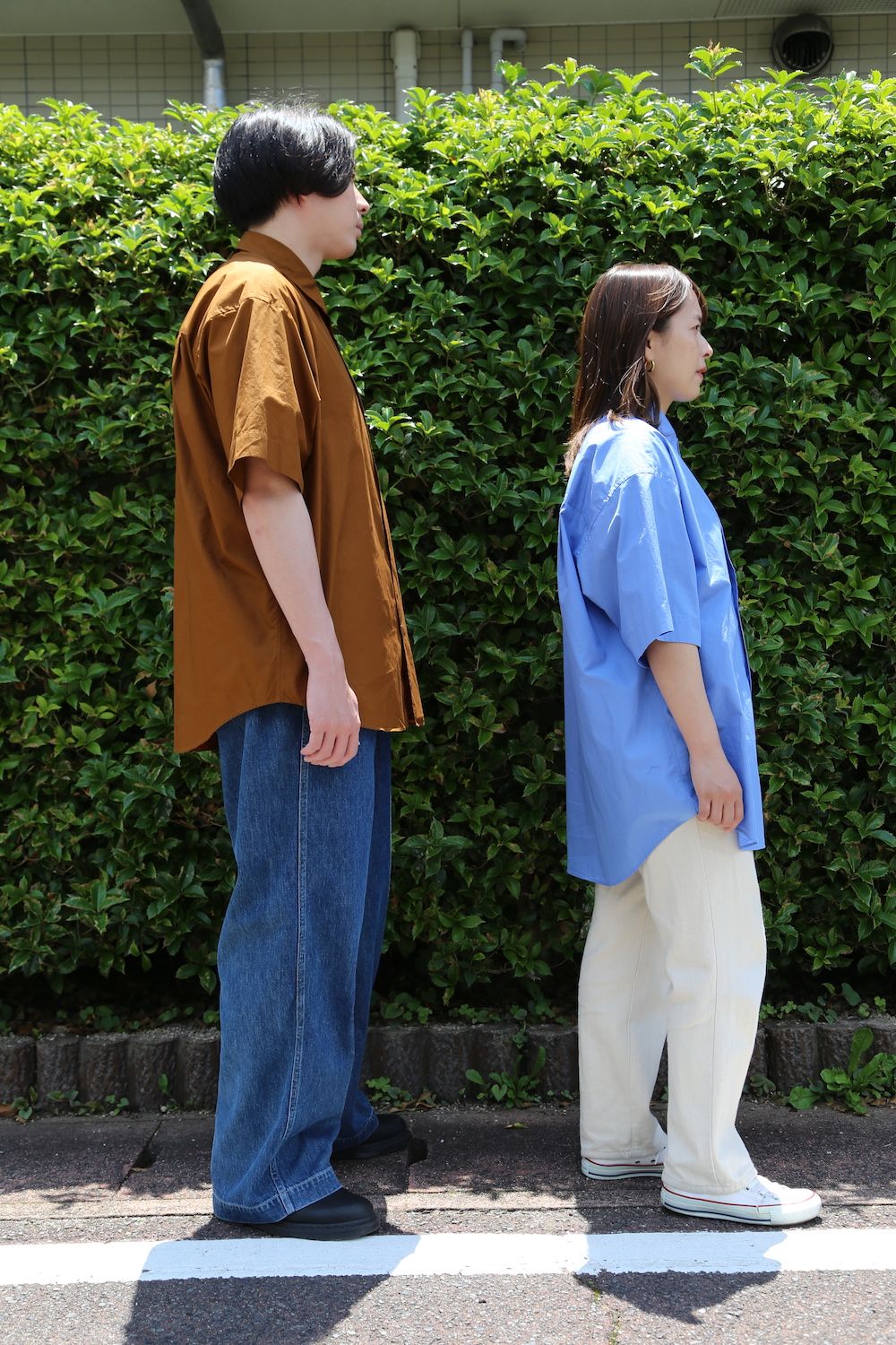Graphpaper Broad Oversized S/S Regular Collar Shirt(GM212-50625B) style. 2021.05.30.