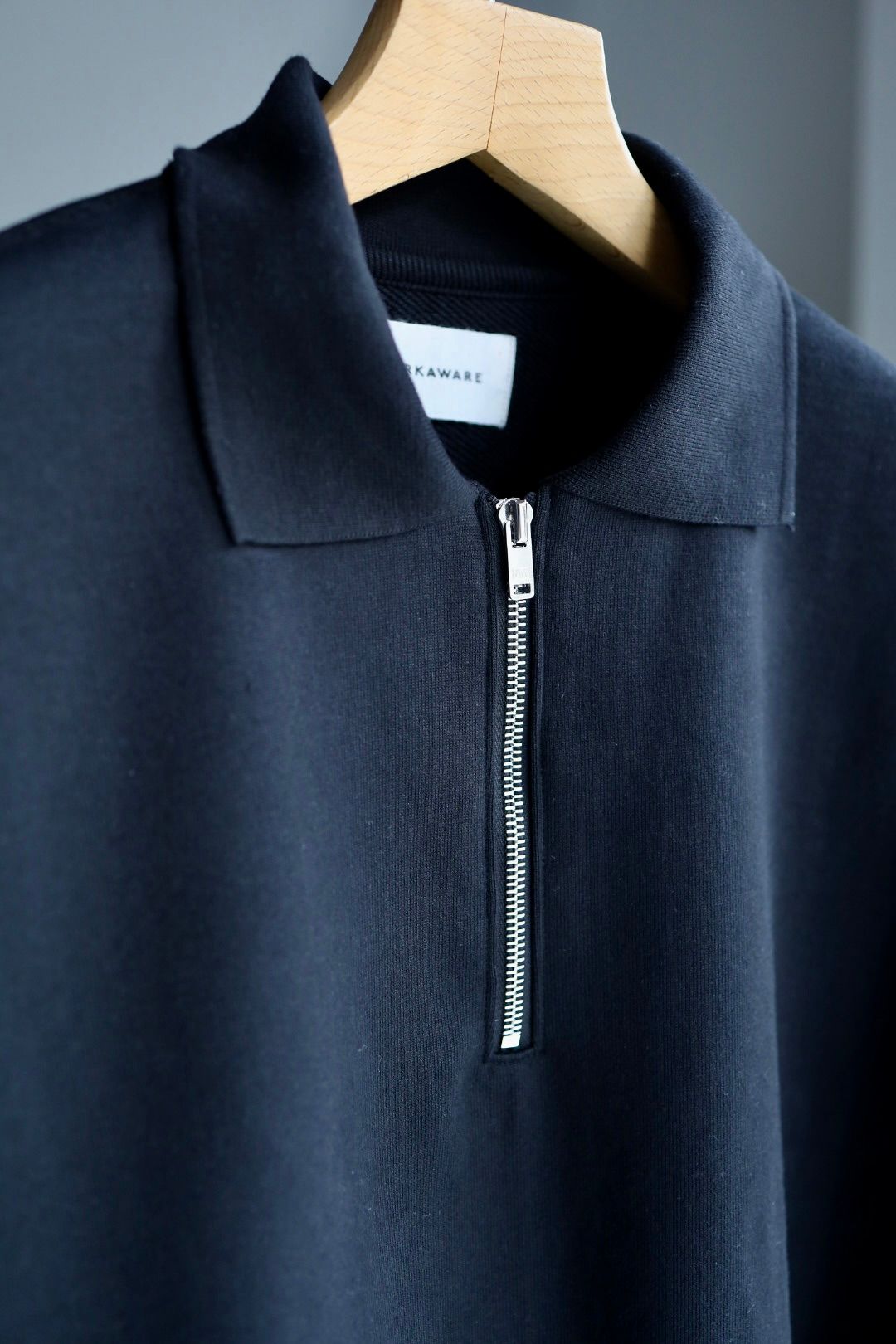 MARKAWARE 26SS HALF ZIP POLO HUGE SWEAT(A26A09CS03C)BLACK☆新作発売！