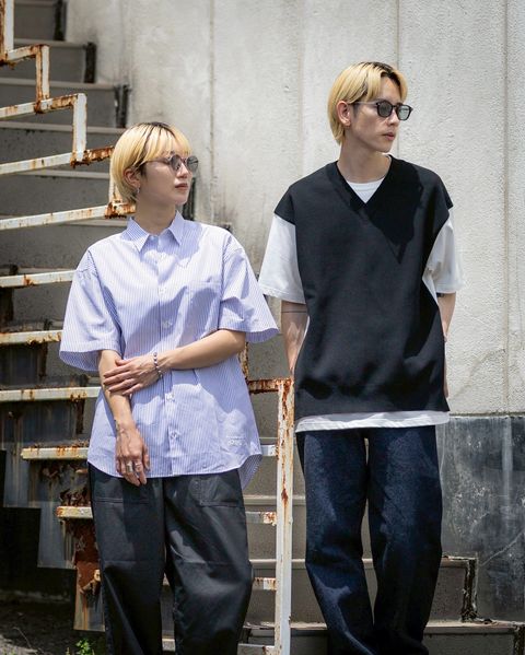 COMME des GARCONS HOMME 綿ストライプS/Sシャツ&異素材切り替えTシャツ STYLE
