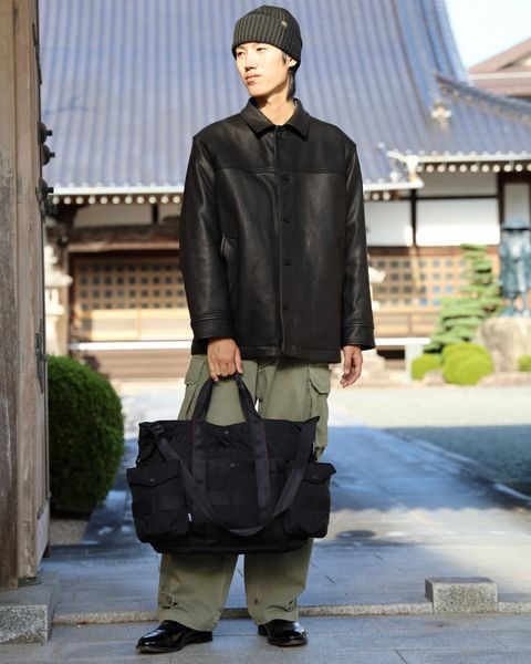 COMME des GARCONS HOMME 2WAYキルティングTOTE BAG x ディアスキンレザーカーコート