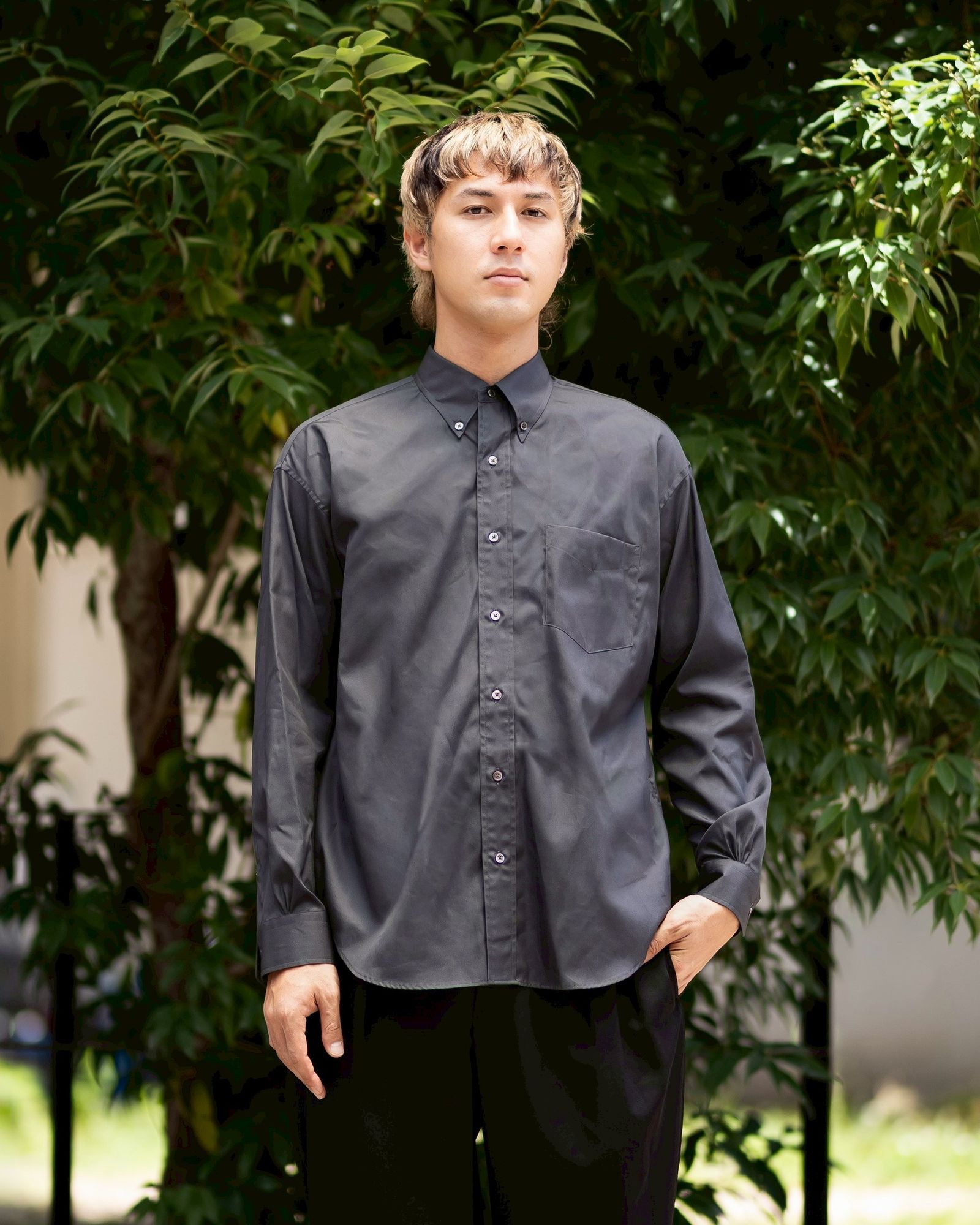 グラフペーパー Easy Care Poplin L/S B.D Box Shirt(GM263-50619)GRAY☆7月11日(土)発売！
