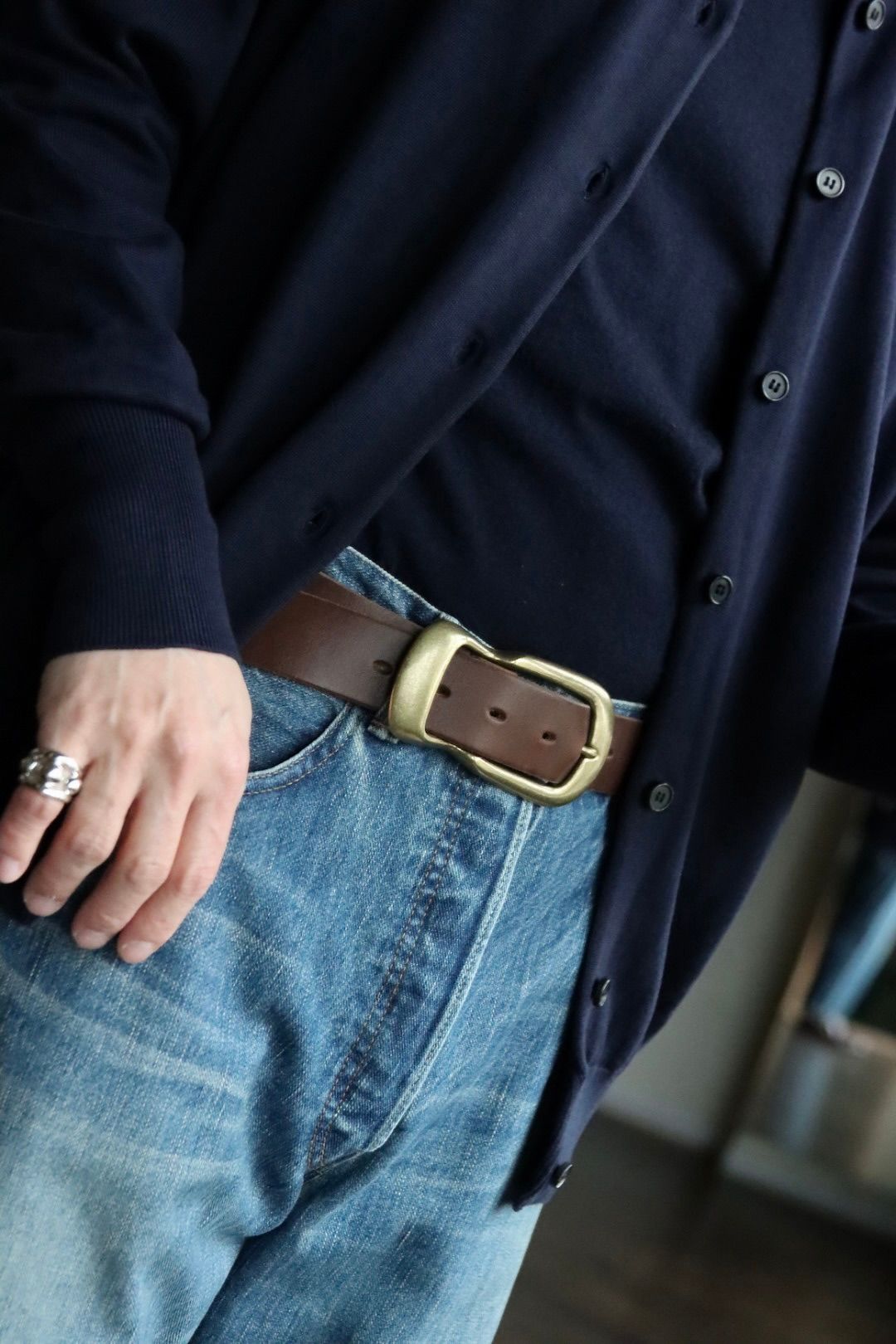 A.PRESSE アプレッセ23SS Cotton Knit Polo Collar Cardiganスタイル