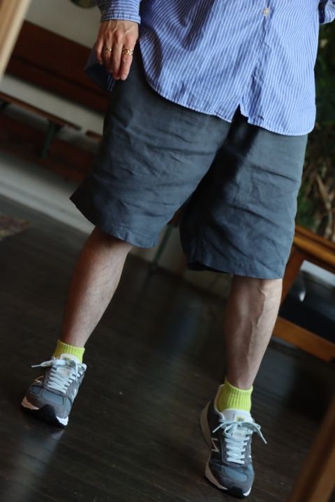 グラフペーパー 22SS Linen Baggy Shorts"GRAY"スタイル.2022.6.02.