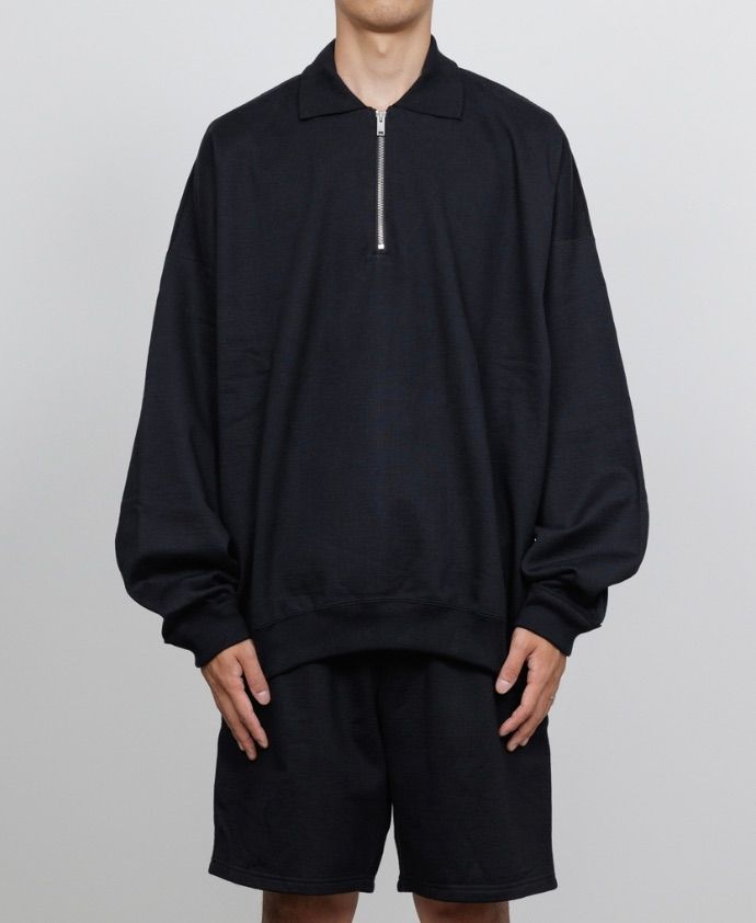 MARKAWARE 26SS HALF ZIP POLO HUGE SWEAT(A26A09CS03C)BLACK☆新作発売！