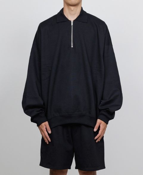 MARKAWARE 26SS HALF ZIP POLO HUGE SWEAT(A26A09CS03C)BLACK☆新作発売！