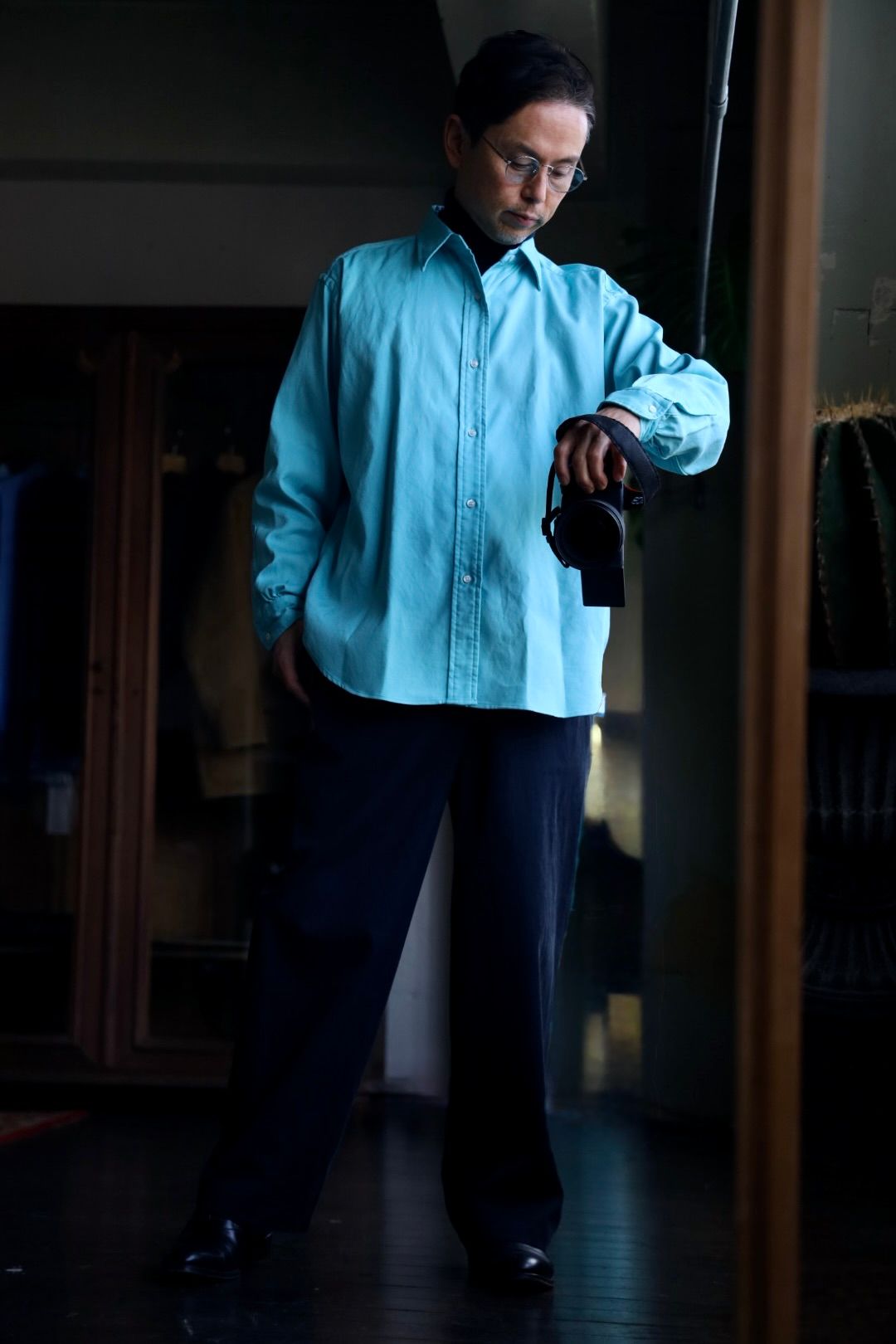 アプレッセ Double Weave Twill Regular Collar Shirt(25SAP-02-10H)TURQUOISE