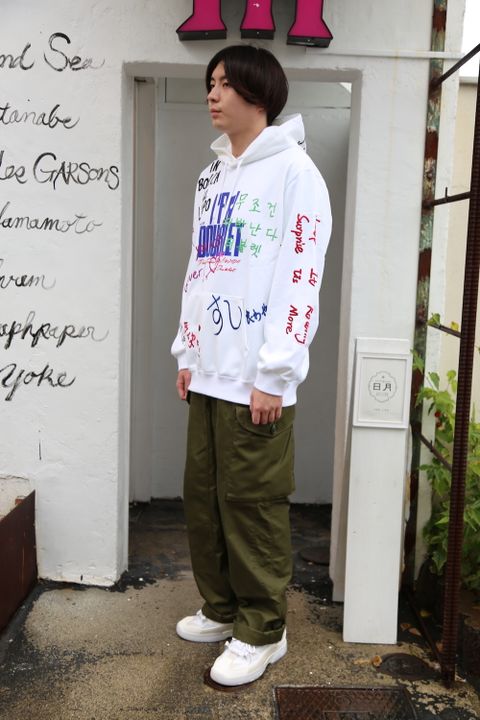 doublet MESSAGE EMBROIDERY HOODIE"WHITE"style.2020.9.12