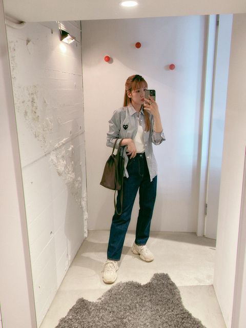 PLAY COMME des GARCONS(プレイコムデギャルソン) ストライプシャツ style.2024.5.18