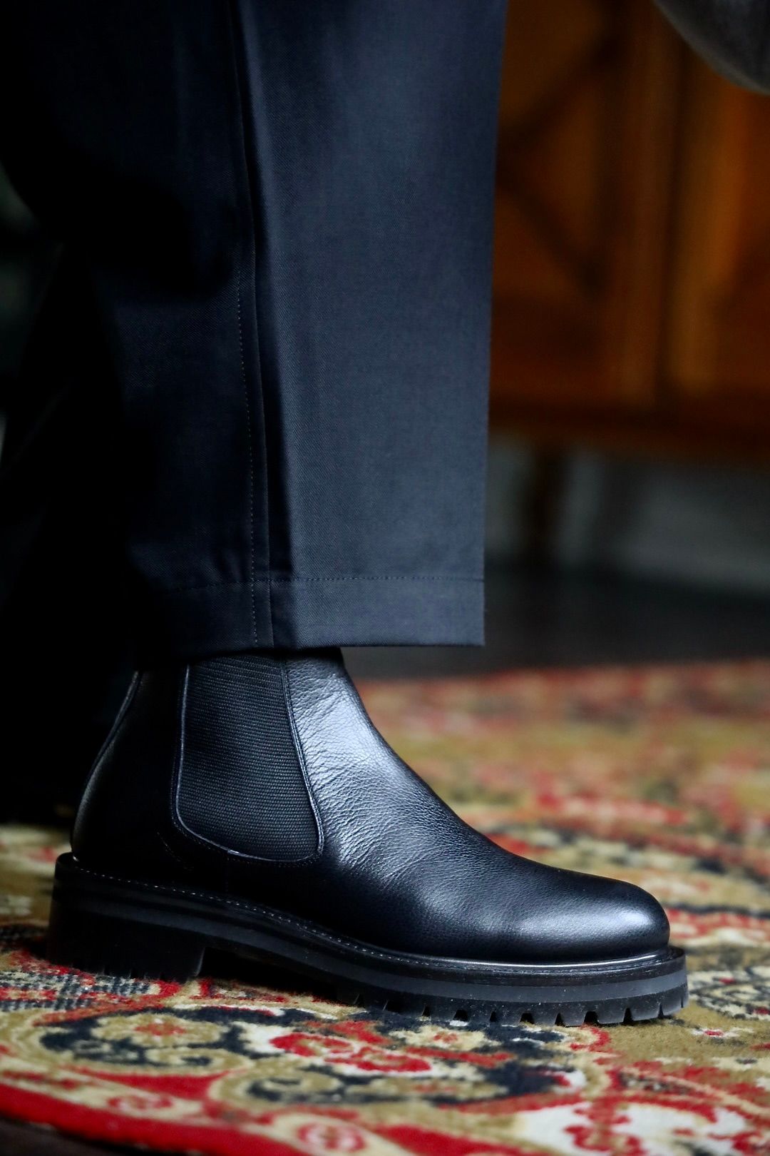 FOOTWORKSフットワークス サイドゴアブーツ Side Gore Boots in Grain Leather(F03-0001_M)BLACK☆新作発売！