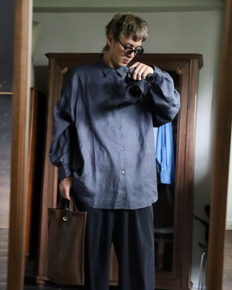 Graphpaper Linen L/S Oversized Regular Collar Shirt PICKUP STYLE !