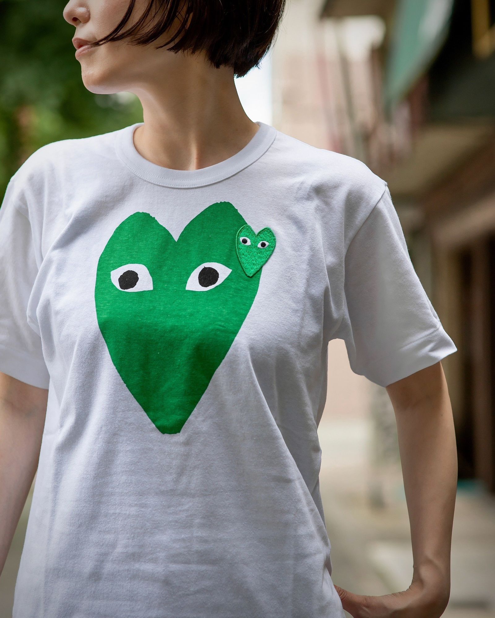 PLAY COMME des GARCONS - プレイコムデギャルソン グリーンハートTシャツ GREEN  HEART(WHITE)☆7月1日(月)発売！ | mark