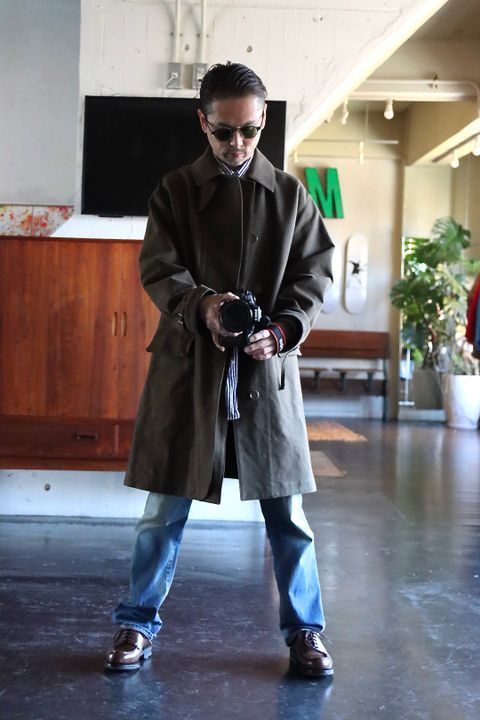 A.PRESSE Motorcycle Half Coat"OLIVE"style.