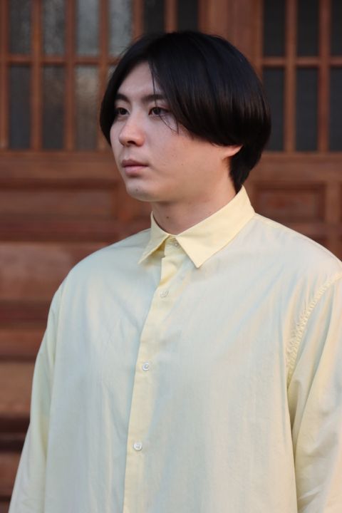 Ets.MATERIAUX Regular collar shirt(YELLOW)style.