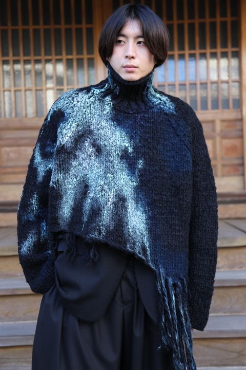 yohji Yamamoto 朝倉ペイント手編みタートルB"BLACK"style.10.1.
