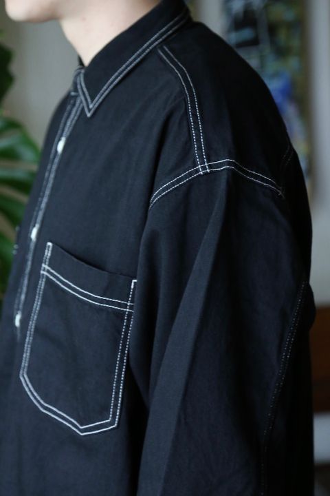 Graphpaper Denime Regular Collar Shirt (GM213-50077B) style.2021.8.22
