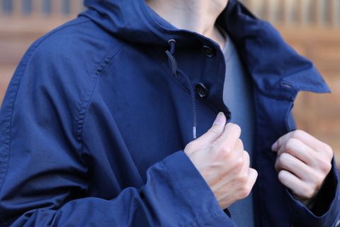 COMME des GARCONS HOMME 綿ナイロンウェザーフーデッドコート"NAVY"Style.2020.10.26.