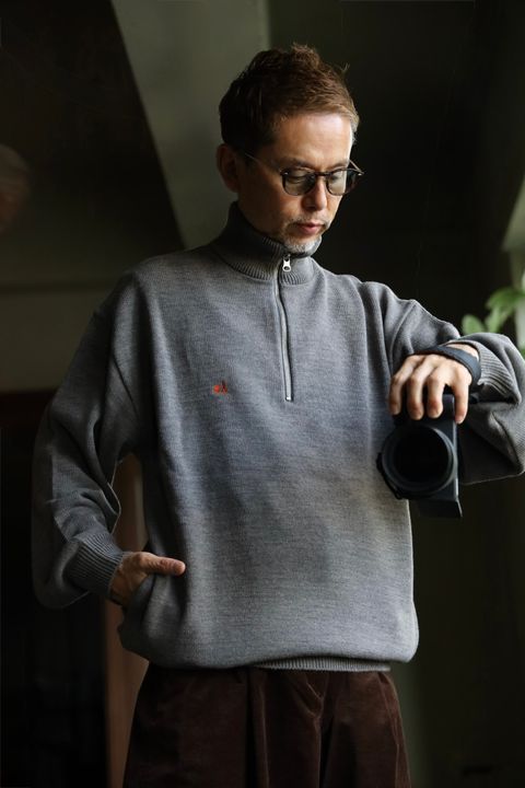 FreshService 26AW THERMAL JERSEY HARF ZIP KNIT"GRAY"スタイル