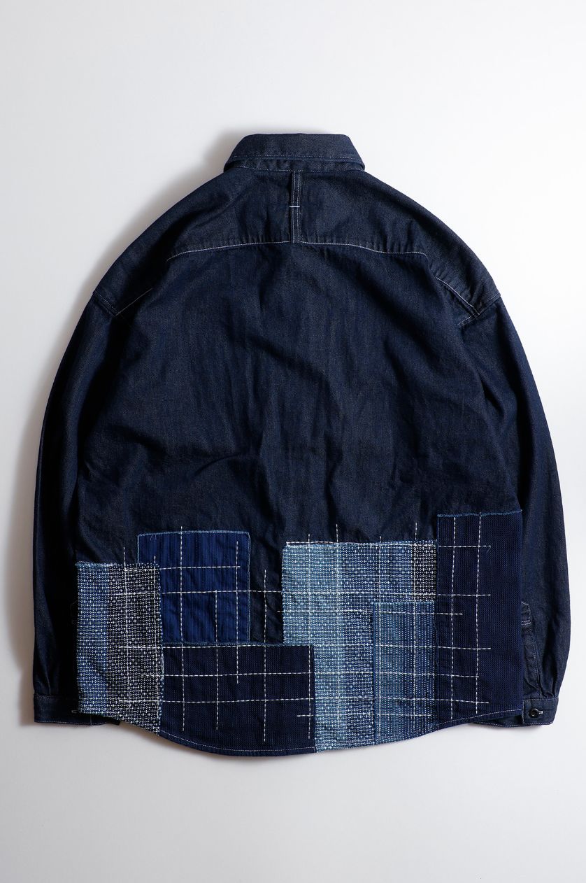 ファンダメンタル デニムシャツ DENIM SASHIKO SHIRT RINSE (FA25/SH14R)INDIGO