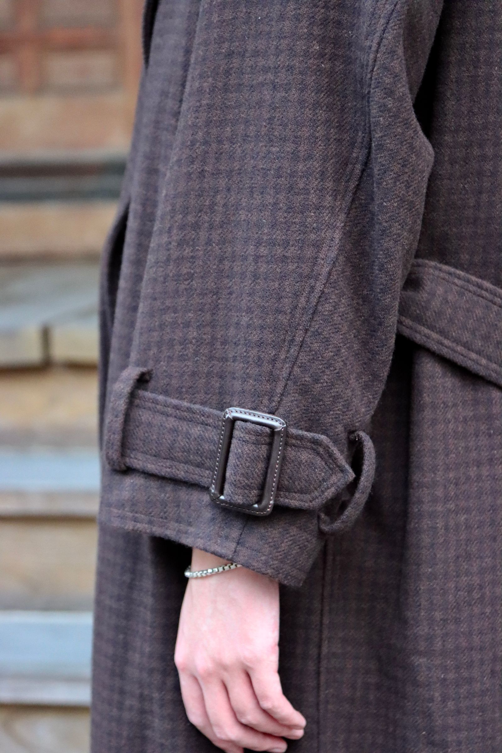 YOKE DOUBLE BREAST OVERCOAT"BROWN style"