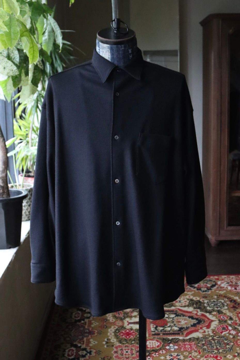 グラフペーパー 25AW Wool Smooth Flannel Oversized Regular Collar Shirt(GU253-50221B)BLACK☆10月4日(土)新作発売！