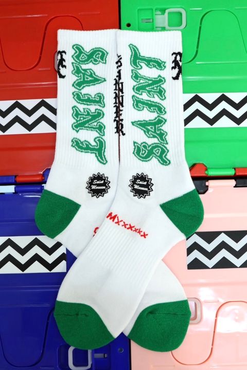 セントマイケル 26SS SAINT SOCKS(SM-MK8-0000-108)WHITE×GREEN☆4月11日(土)発売！