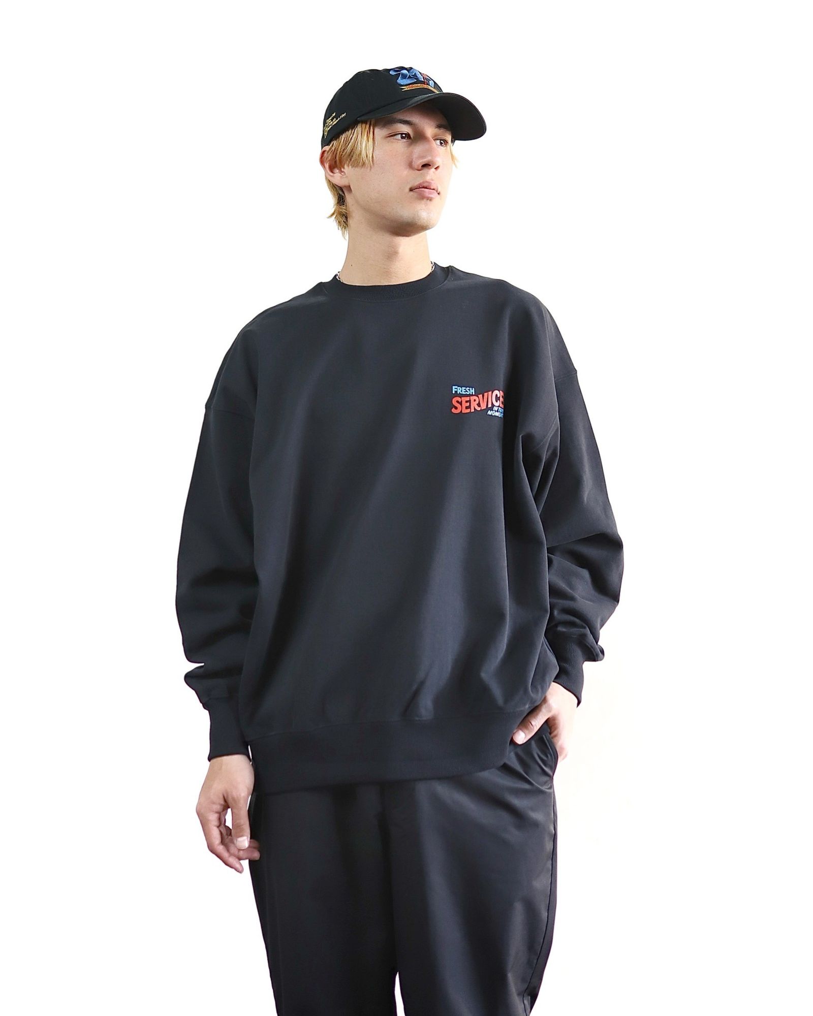 FreshService 24SS CORPORATE PRINTED CREW NECK SWEAT"All Day All Night" style 2024.3.8