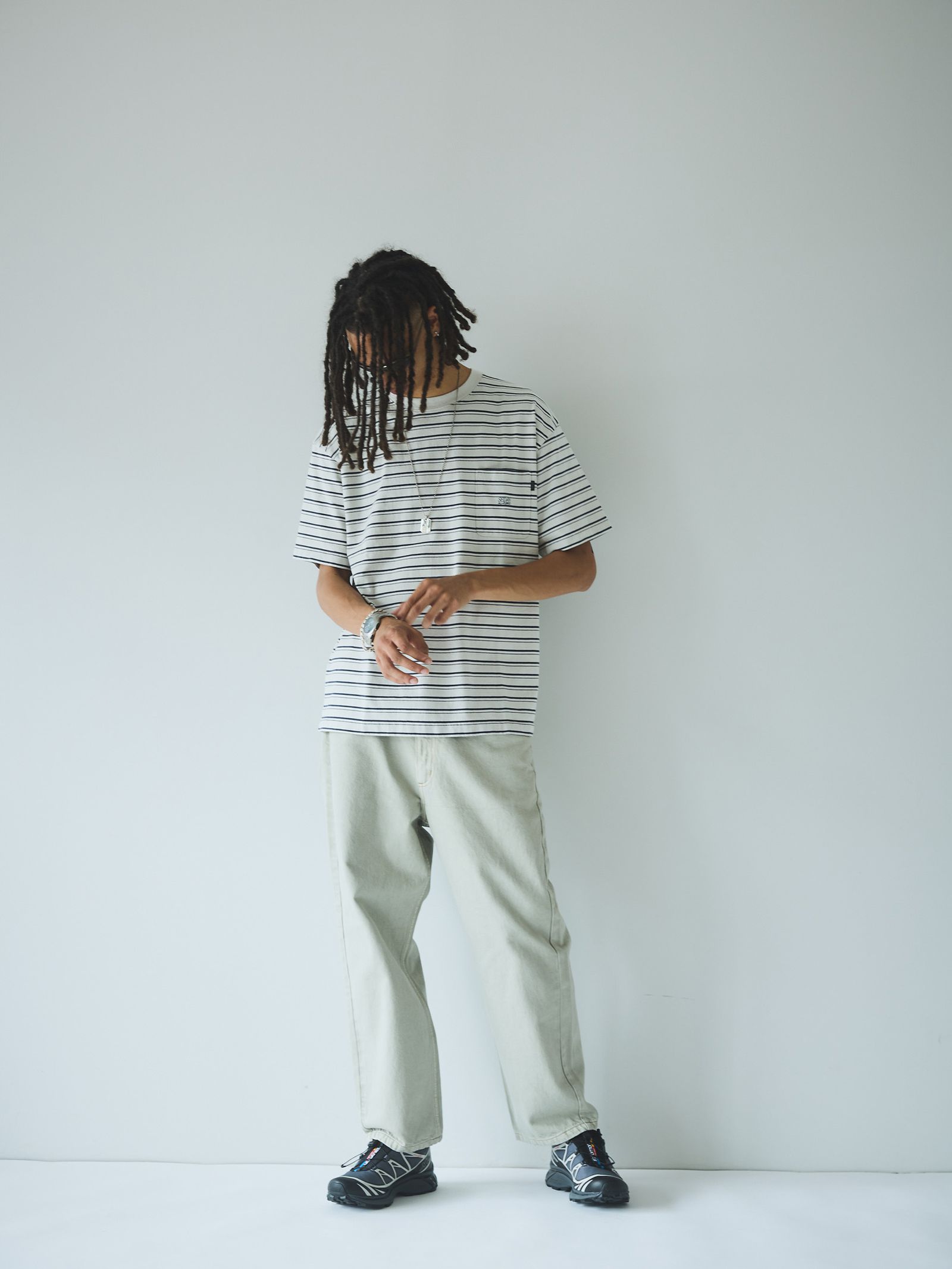 セダンオールパーパス SS24  Striped S/S Pocket Tee(SD24S-CT05)Stone Navy☆4月20日(土)発売！