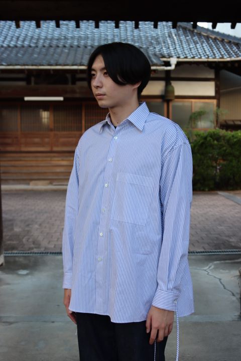 YOKE THOMAS MASON STRIPED PIPING SHIRT"WHITE"style.