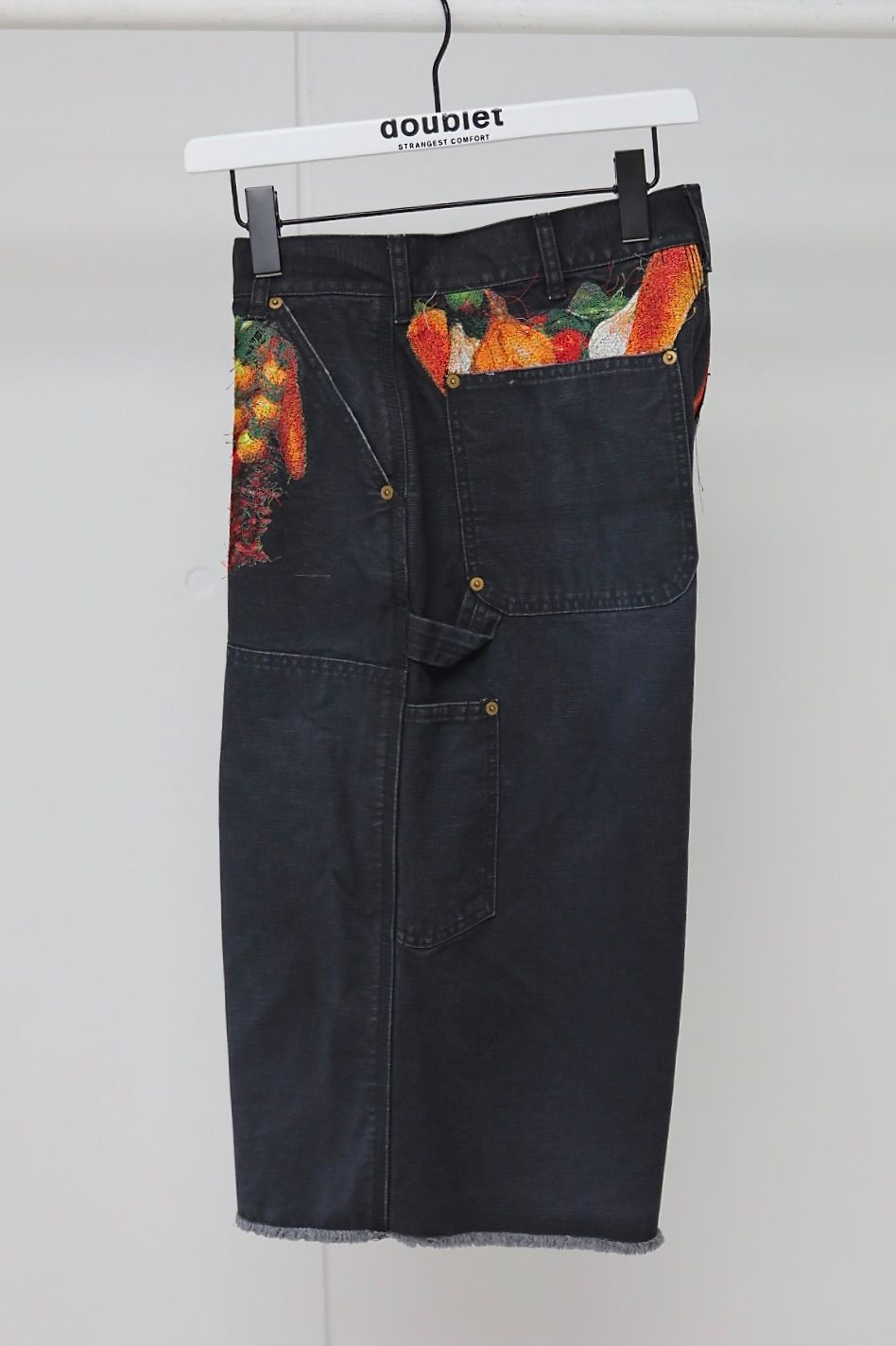 doublet ダブレット26SS VEGETABLE EMBROIDERY CUT-OFF PANTS (26SS19PT350) BLACK ★1月17日(土)11:00発売！