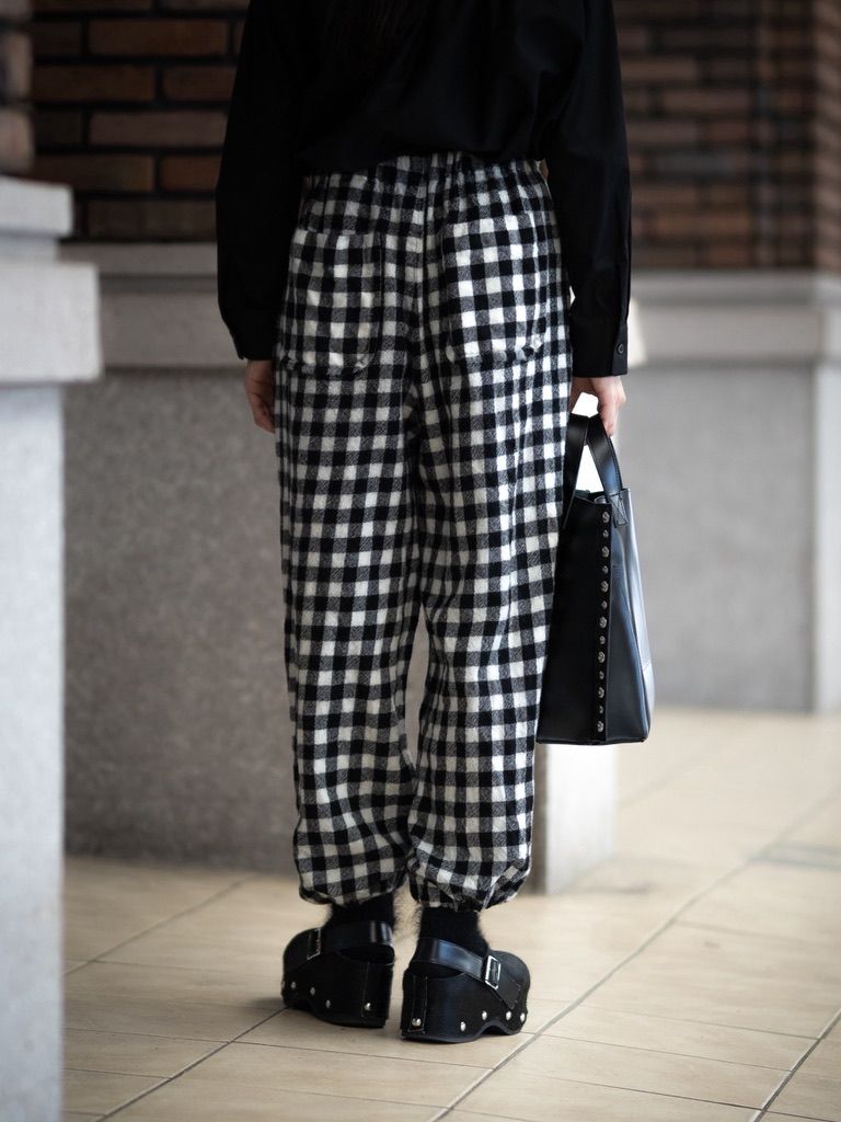tao 26FW ウールギンガムチェック先染 製品縮絨パンツ style.2026.10.2