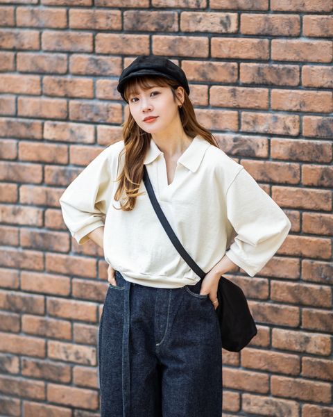 blurhms 26SS Women's Co/Silk Nep Skipper Cropped Sleeve(BHS265029)Ivory