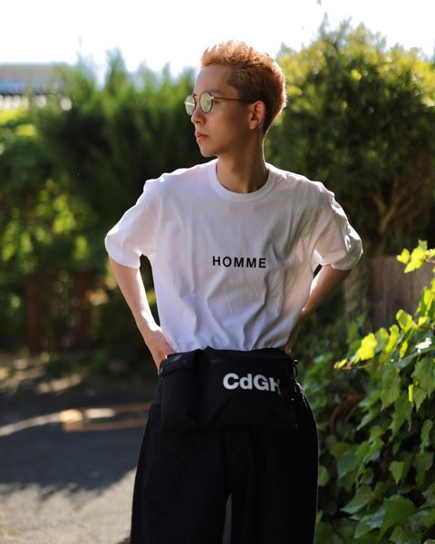 COMME des GARCONS HOMME コムデギャルソンオム23SS 綿度詰天竺ロゴプリントTシャツ スタイル