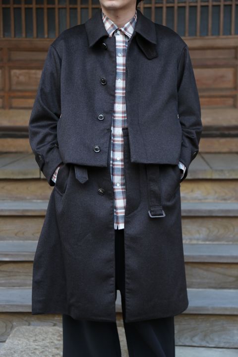 YOKE 新作 CASHMERE 3WAY BAL COLLAR SHARE COAT(YK20AW0134C)"DARK BROWN"style.2020.10.10.