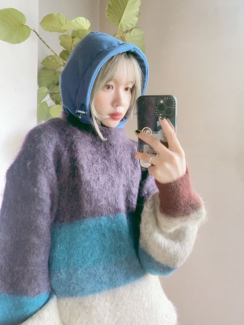 YOKE 新作MOHAIR BORDER CREWNECK SWEATER style.2023.8.27