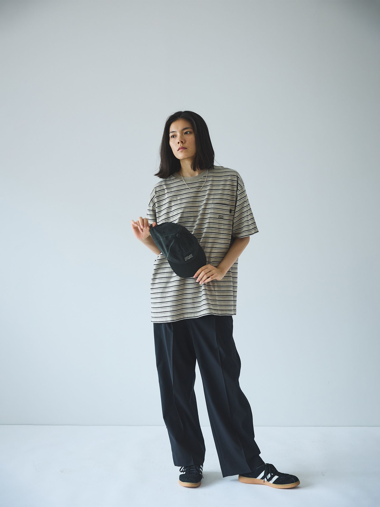 セダンオールパーパス SS24  Striped S/S Pocket Tee(SD24S-CT05)Khaki Black☆4月20日(土)発売！