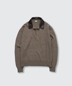 YOKE 26FW Leather-Trimmed Skipper Sweater(YK26FW01380S) Beige ★9月19日(土)発売！