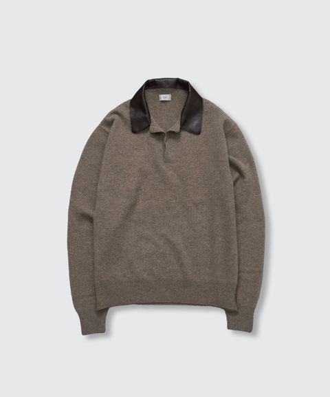 YOKE 26FW Leather-Trimmed Skipper Sweater(YK26FW01380S) Beige ★9月19日(土)発売！