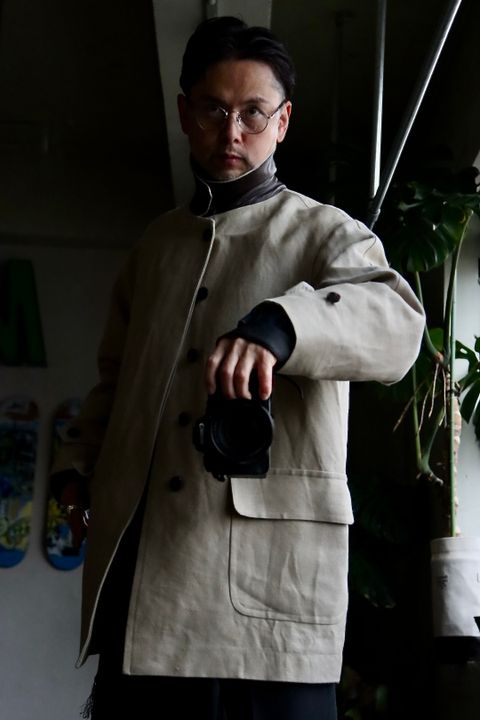 A.PRESSE Linen Half Coatスタイル