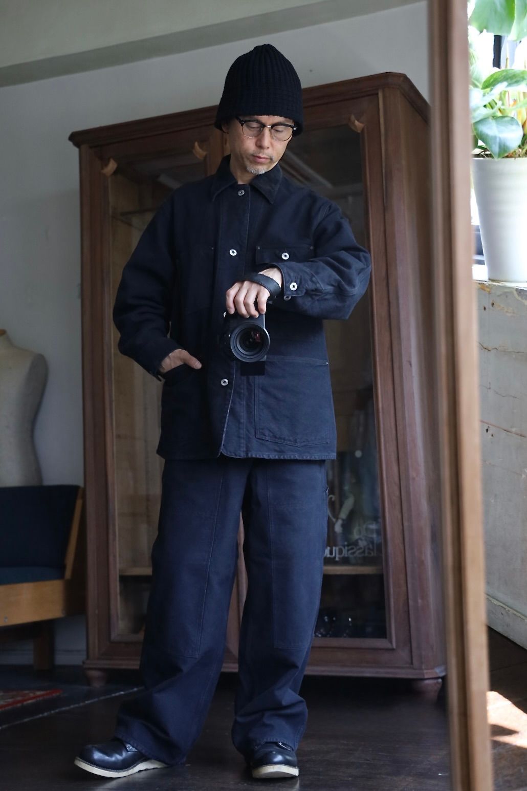 アプレッセ 2025 STYLE2 Vintage Silk Hemp Double Knee Pants(25AAP-04-07)BLACK