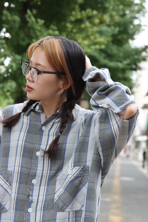 セントマイケル 22AW Saint Mxxxxxx X Shermer Academy コラボチェックシャツGRAY×BLUEスタイル