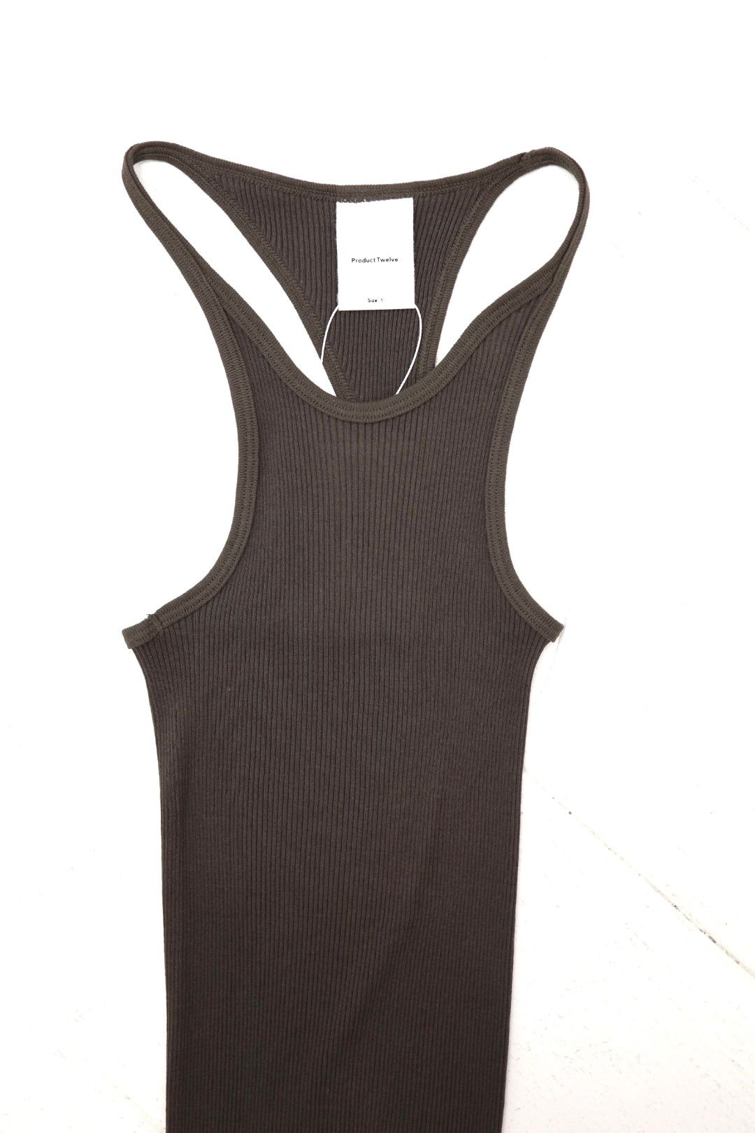 【Women's】プロダクトトゥエルブ  C/N Rib Asymmetry Tank Top(26SS-WCS14)BROWN☆新作発売！