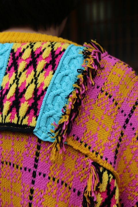 KIDILL 2020A/W 新作Chaotic Argyle Tartan Cardigan"Yellow×Pink" style.2020.11.23.