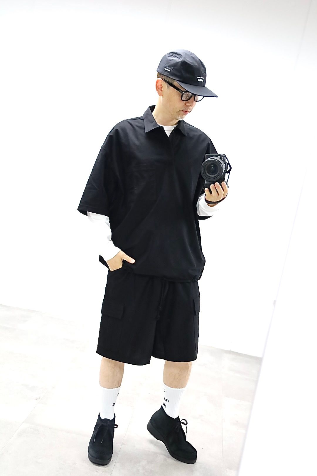 コムデギャルソンオム26SS ストレッチカルゼショーツ(HQ-T019-051)BLACK☆5月1日(金)発売！