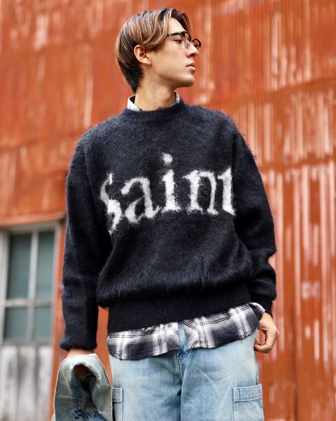 ©SAINT M×××××× 23AW SAINT CREW NECK KNIT"BLACK"スタイル