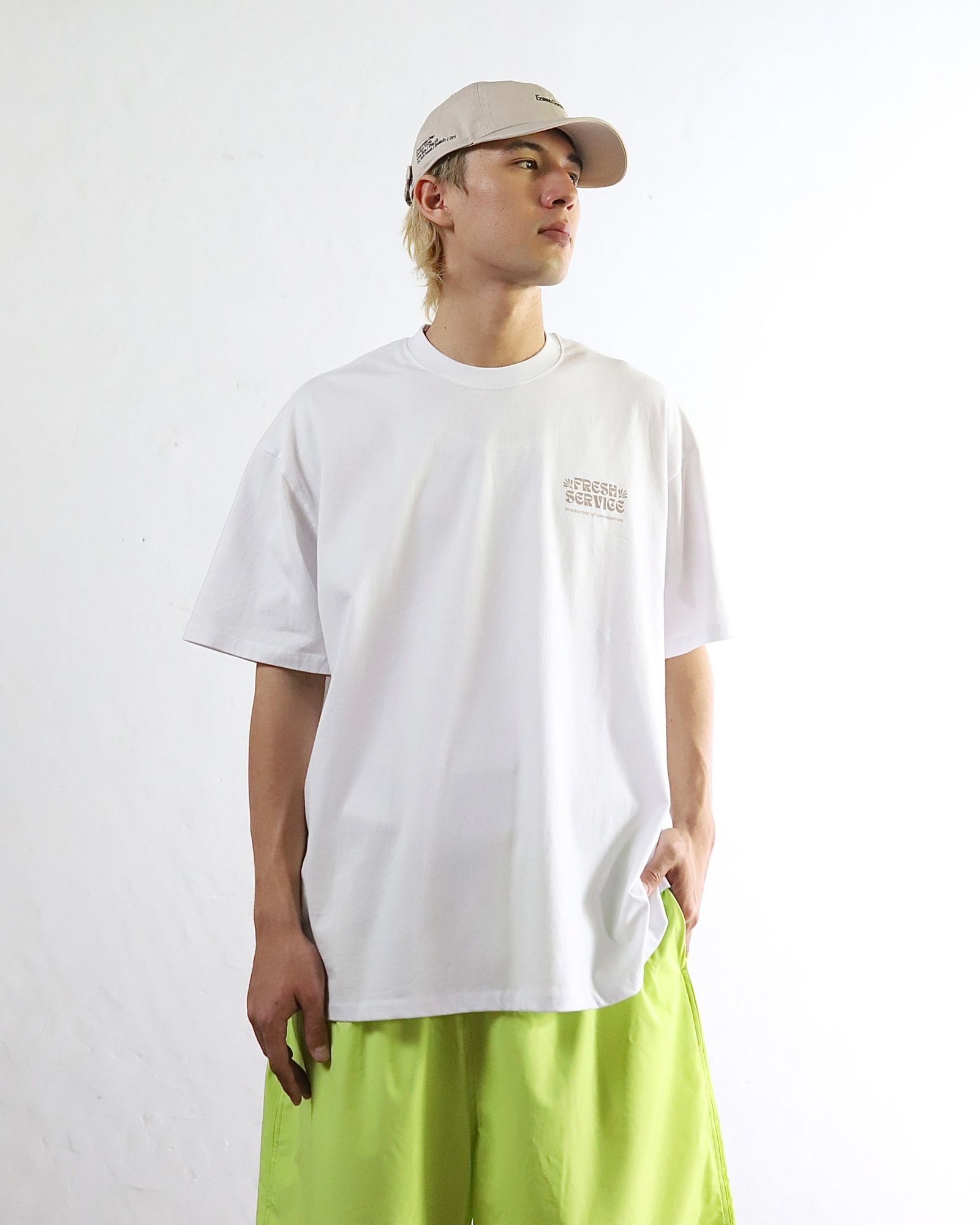 FreshService 24SS CORPORATE PRINTED S/S TEE ‘‘ON LINES’’(MUSTARD) style 2024.4.26