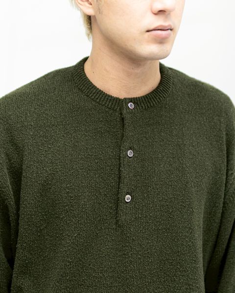 A.PRESSE  Washed Silk Nep Henry Neck Sweater   (OLIVE) 1月10日(土)新作発売！